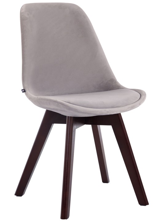 Borneo V2 bársony diófa 4db látogatói szék készlet, szürke