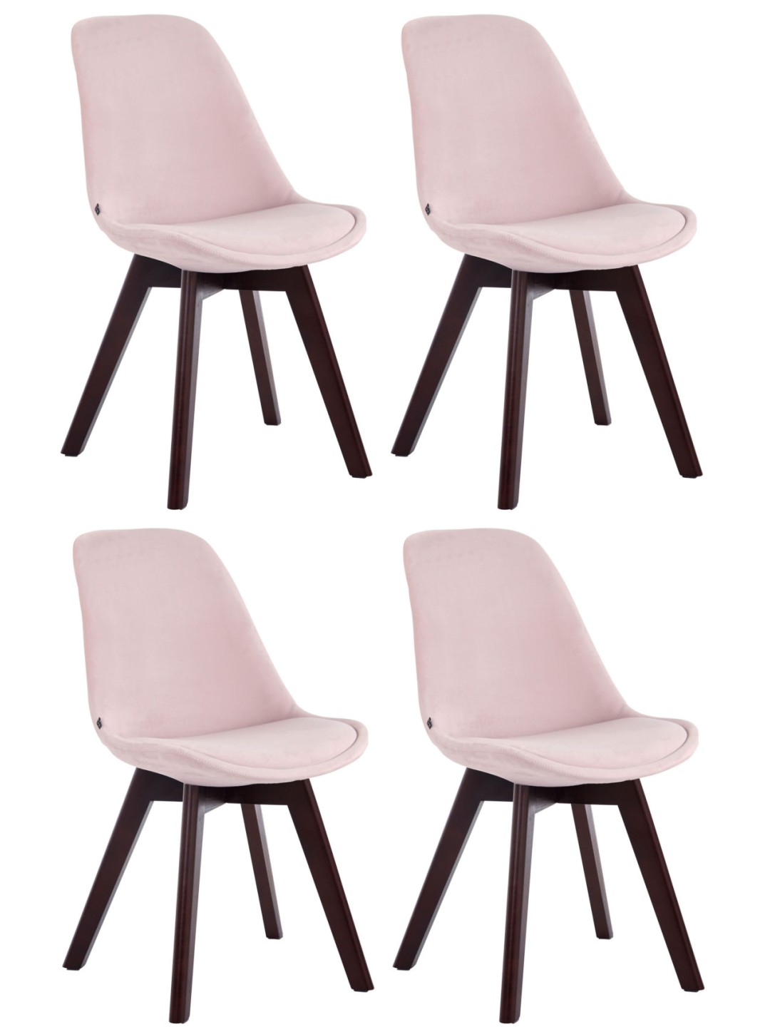 Borneo V2 bársony diófa 4db látogatói szék készlet, rózsaszín