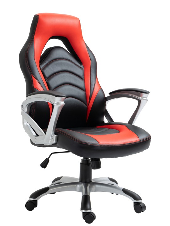 Foxton műbőr irodai szék, fekete/piros