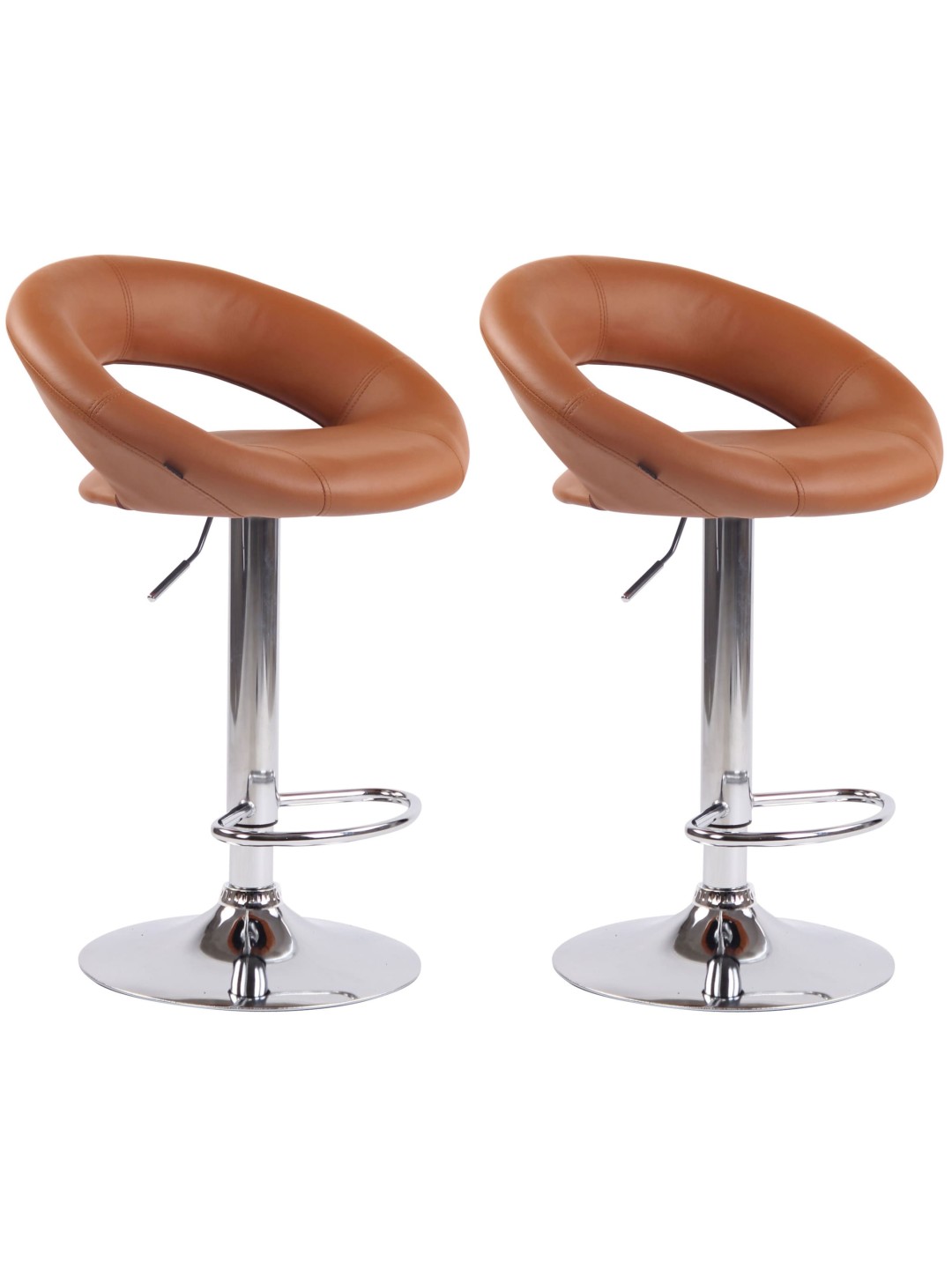 2 db bárszék szett Olinda műbőr króm, világosbarna
