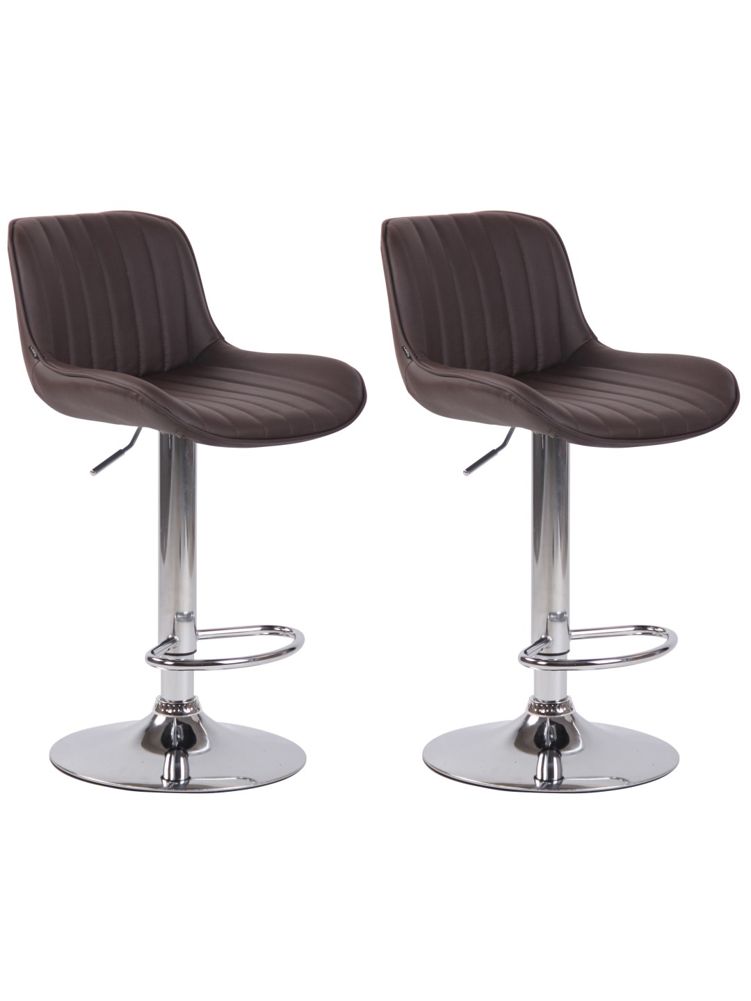 2 db-os bárszék Lentini króm műbőr szett, barna