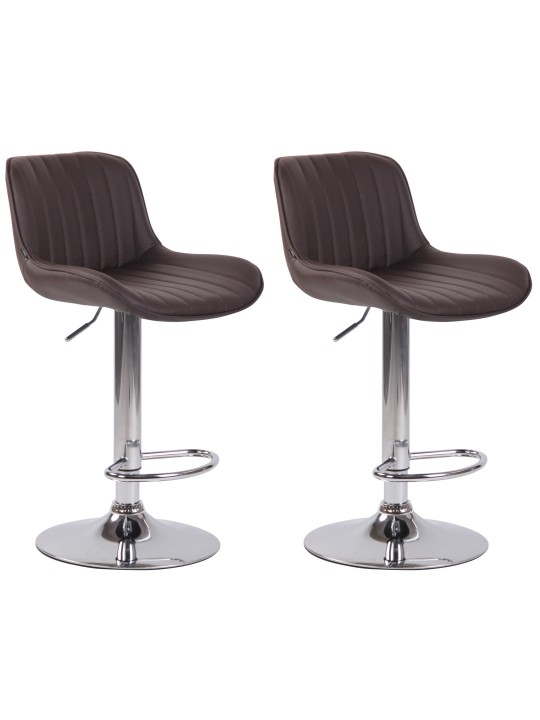 2 db-os bárszék Lentini króm műbőr szett, barna