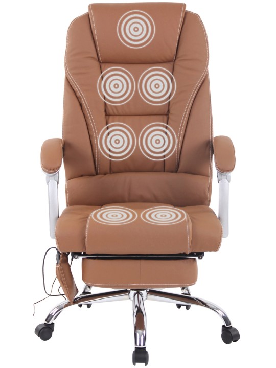 Pacific valódi bőr irodai szék masszázs funkcióval, világosbarna
