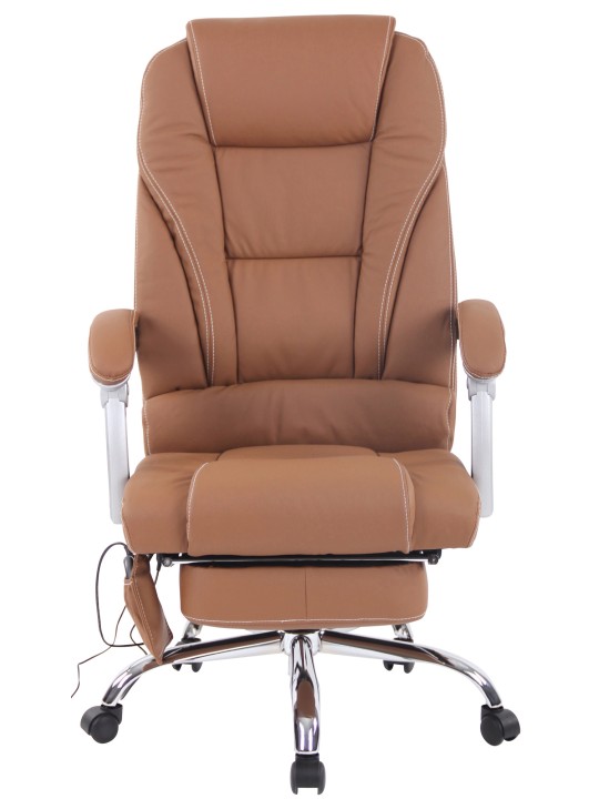 Pacific valódi bőr irodai szék masszázs funkcióval, világosbarna