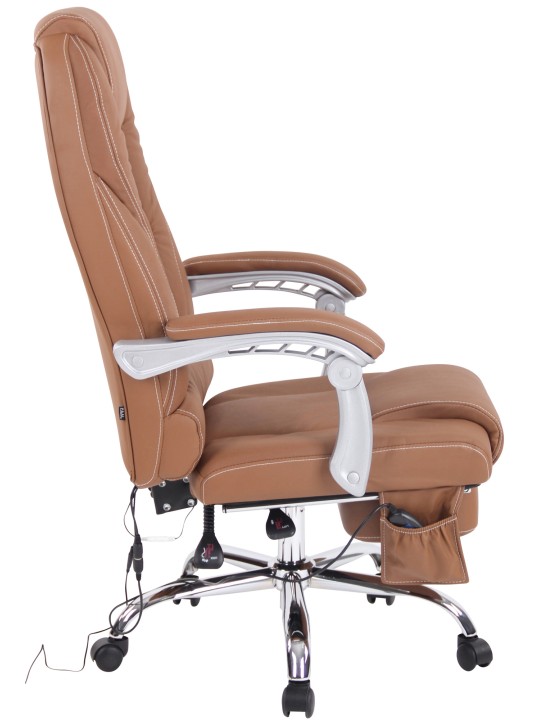 Pacific valódi bőr irodai szék masszázs funkcióval, világosbarna