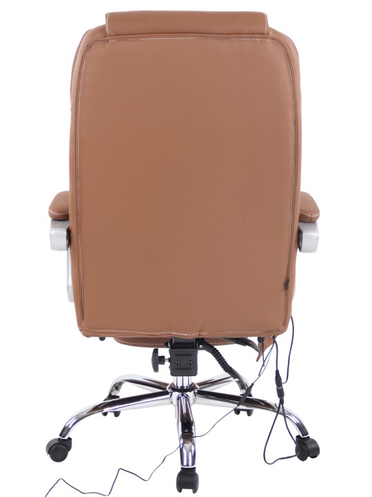 Pacific valódi bőr irodai szék masszázs funkcióval, világosbarna