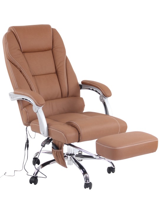 Pacific valódi bőr irodai szék masszázs funkcióval, világosbarna