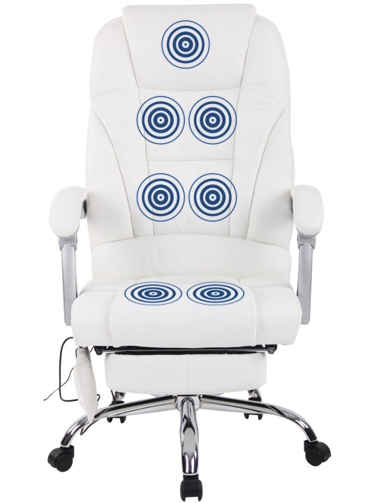 Pacific valódi bőr irodai szék masszázs funkcióval, fehér