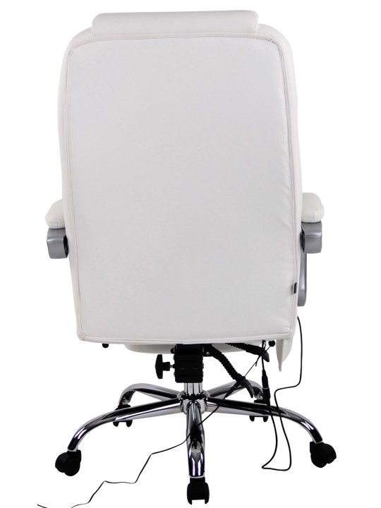 Pacific valódi bőr irodai szék masszázs funkcióval, fehér