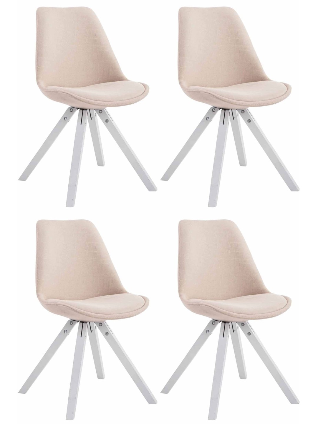 4 db látogatói szék szett Toulouse szövet Square, krém