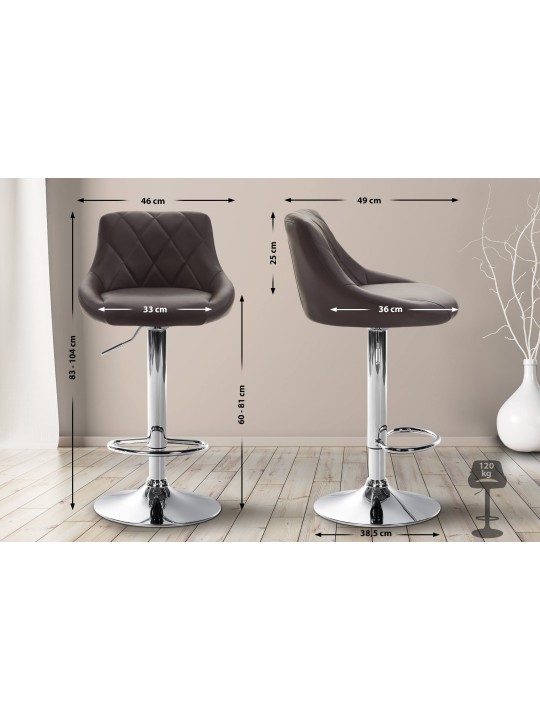 Bárszék Lazio műbőr króm, barna