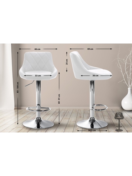 Bárszék Lazio műbőr króm, fehér