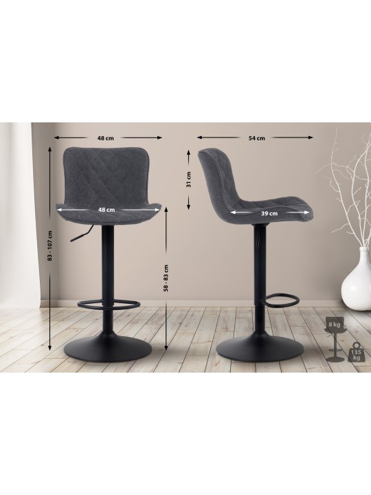 Bárszék Emma szövet, fekete