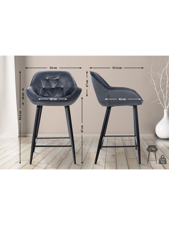 Bárszék Gibson bársony, sötétszürke