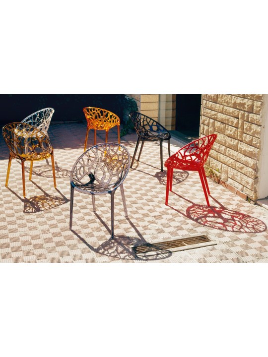 2 db CRYSTAL egymásra rakható szék SZETT, borostyán