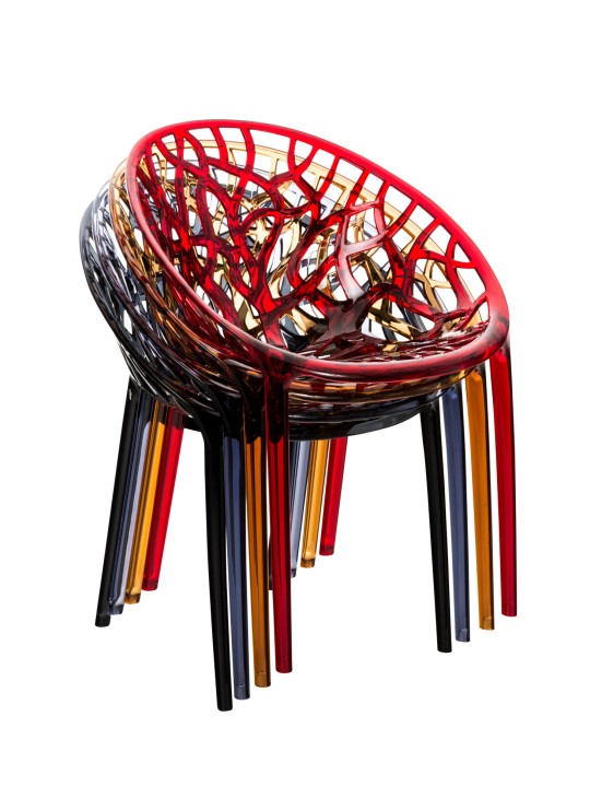 2 db CRYSTAL egymásra rakható szék SZETT, borostyán