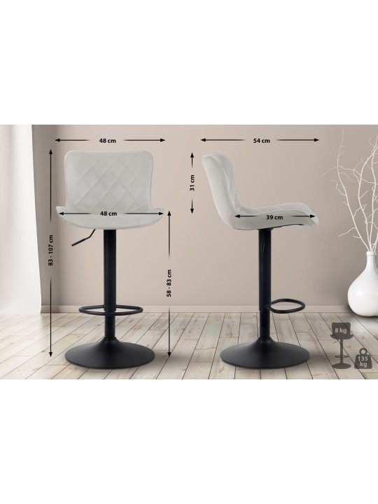 Emma bársony 2 db bárszék, krém