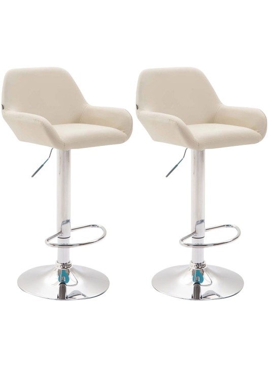 2 db bárszék Braga króm műbőr szett, krém