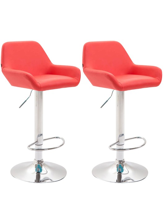 2 db bárszék Braga króm műbőr szett, piros