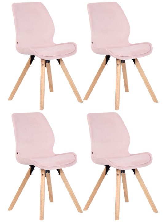 4db szék készlet Luna bársony, rózsaszín