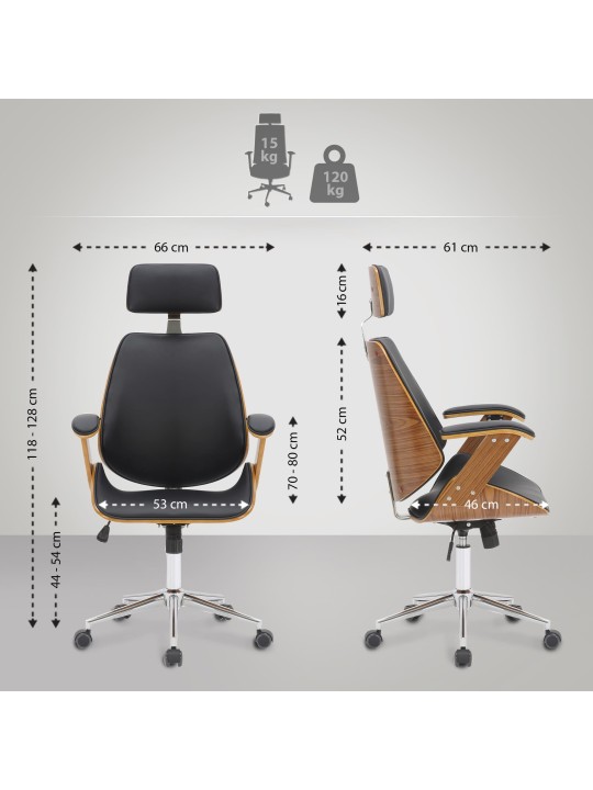 Chicago műbőr irodai szék, dió/fekete
