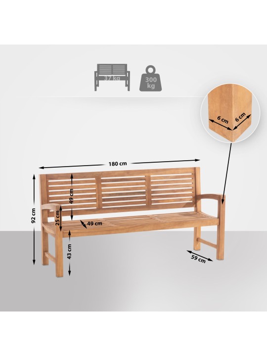 Teak pad Halden 180 cm, teak