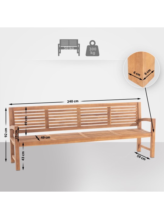 Teak pad Halden 240 cm, teak