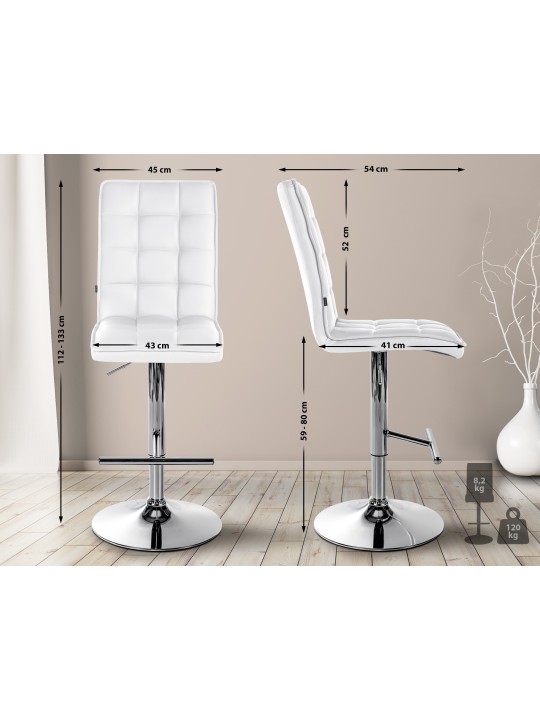 Bárszék Peking V2 műbőr króm, fehér