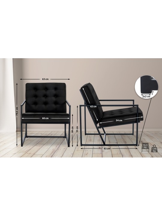 Lounger Avon bársony, fekete