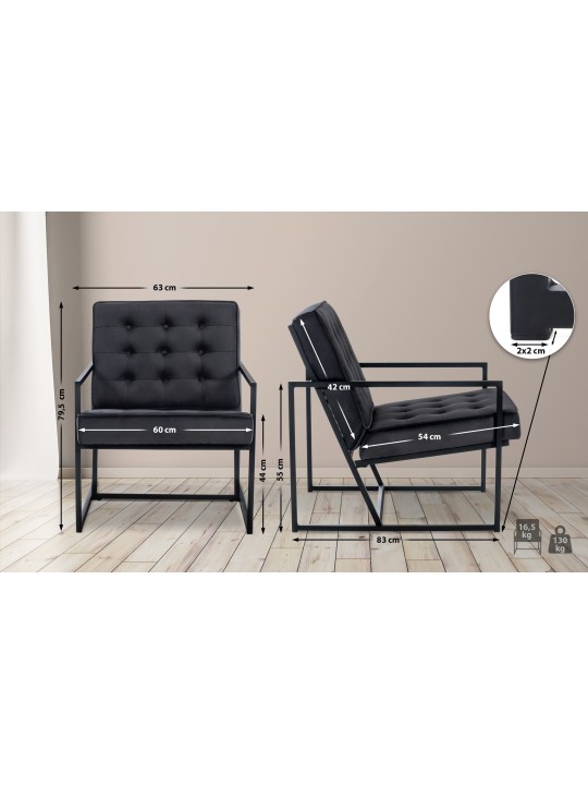 Lounger Avon bársony, szürke