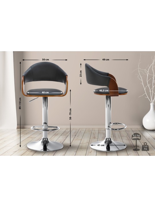 Bárszék Nilse műbőr króm, dió/fekete