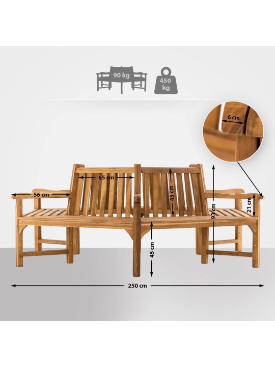 Sonja fa pad karfával 250 cm, teak