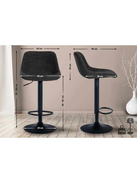 Bárszék loft szövet, fekete