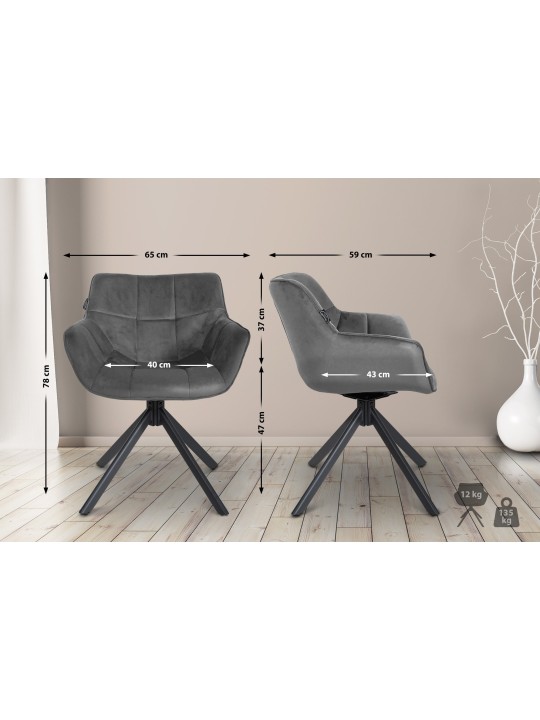 Westport bársony szék, szürke