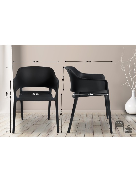 Puebla egymásra rakható szék, fekete