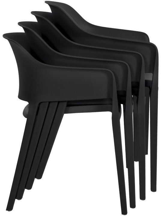 2 db egymásra rakható Puebla szék készlet, fekete