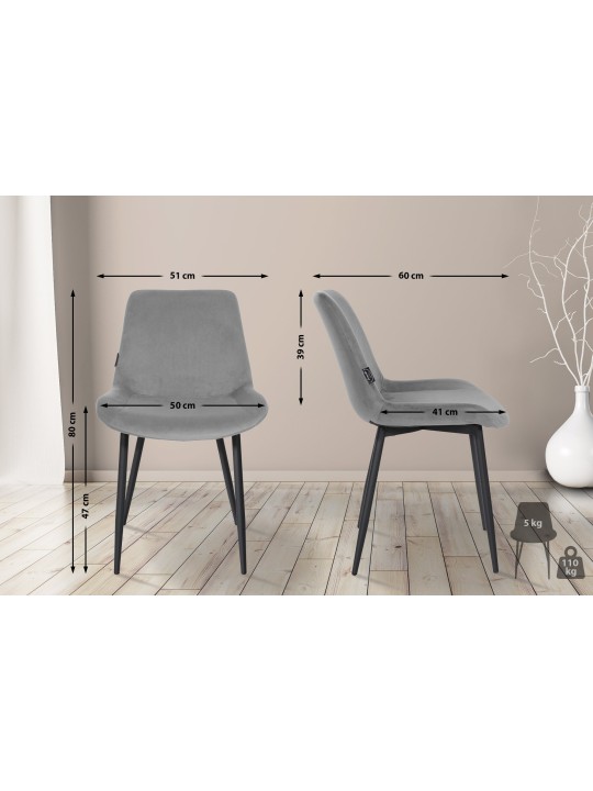 2 db-os étkezőszék szett Victoria bársony, szürke