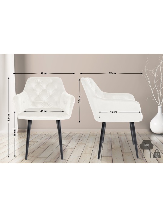 Stanley bársony étkezőszék, krém Stanley bársony étkezőszék, krém