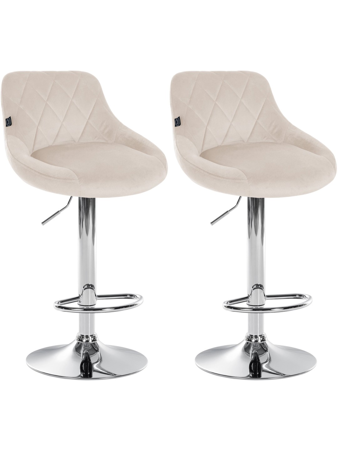 2 db bárszék Lazio bársony króm készlet, krém