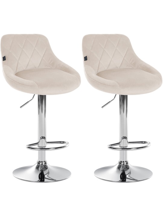 2 db bárszék Lazio bársony króm készlet, krém