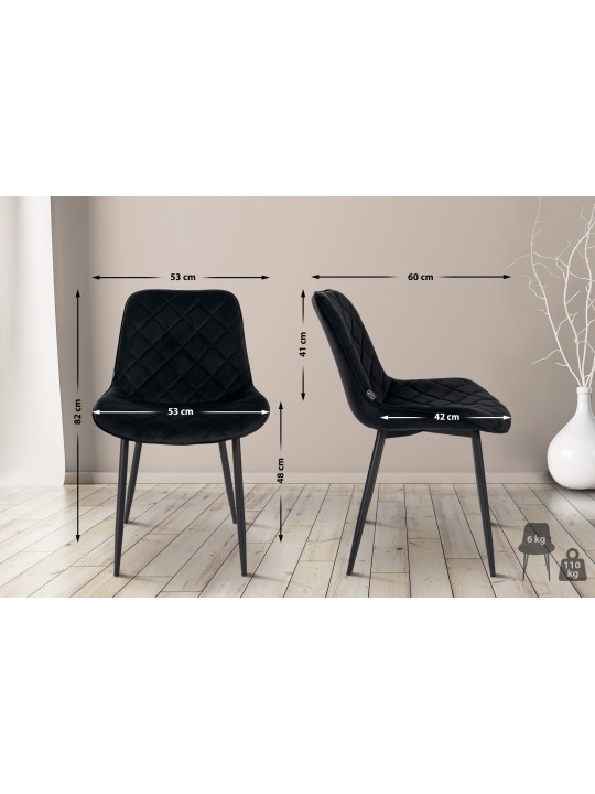 Chair Springs bársony, fekete