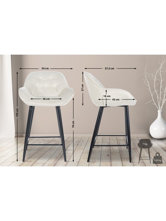 Bárszék Gibson 76 bársony, krém