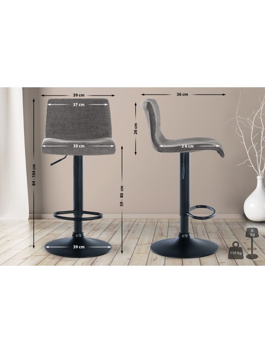 Bárszék Branford szövet, világosszürke Bárszék Branford szövet, világosszürke