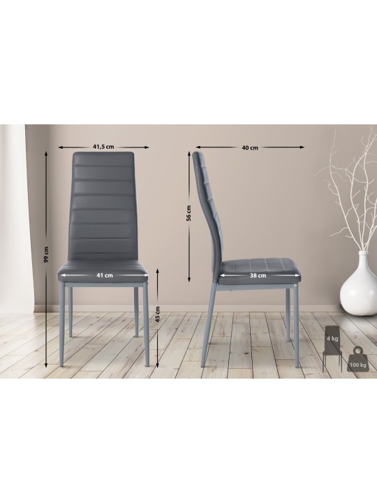 4 db Mayfair műbőr étkezőszék szett, szürke