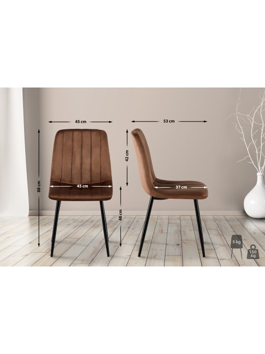 Dijon bársony szék, barna