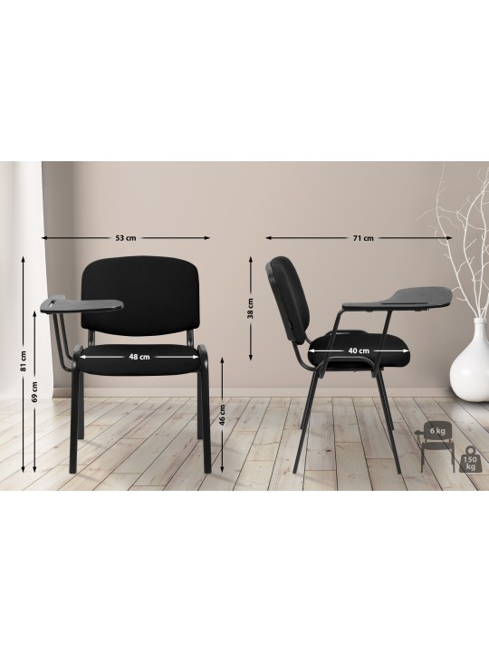Ken XL szék összecsukható asztalszövettel, fekete
