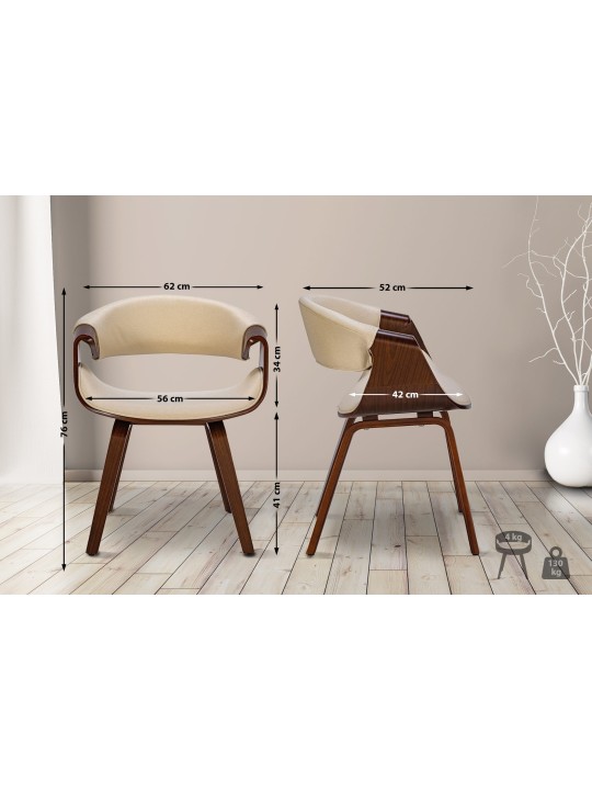 Foley szövet étkezőszék, dió/krém