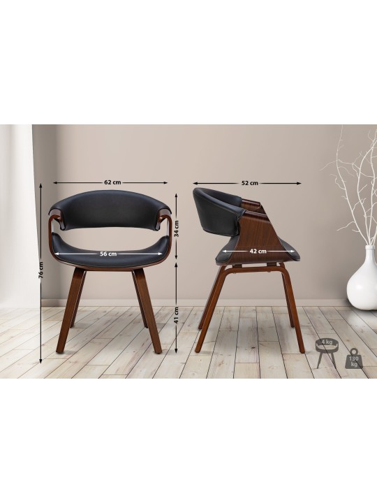 Foley műbőr étkezőszék, dió/fekete