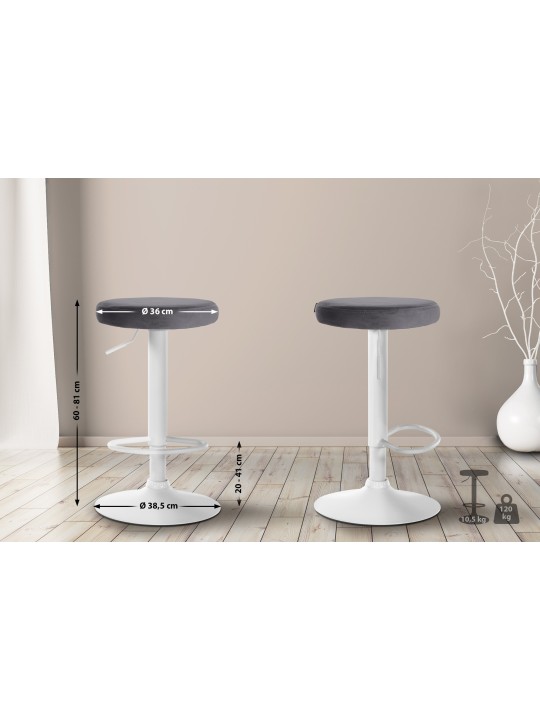 2 db bárszék szett Ponte velvet, sötétszürke