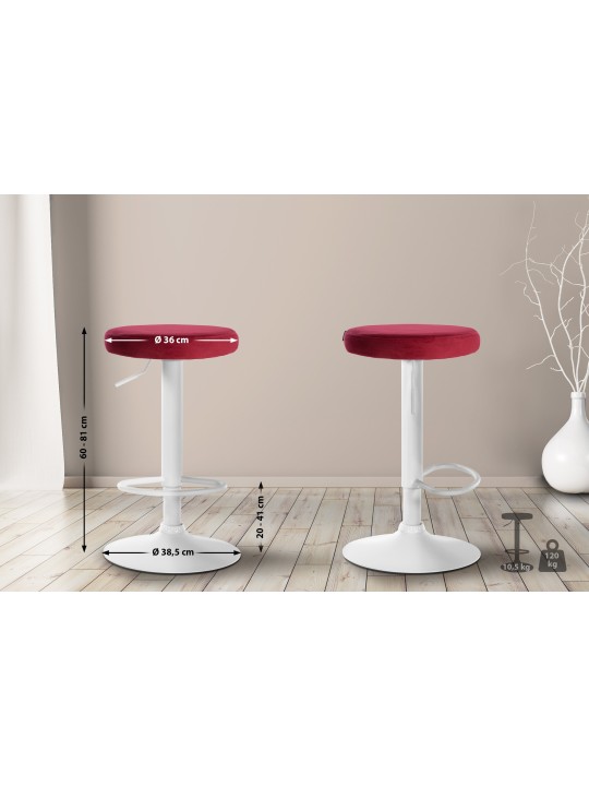 2 db bárszék szett Ponte velvet, piros